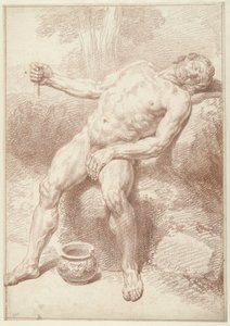 Erkek Çıplak, Oturma, Yatıyor by Louis Fabritius Dubourg