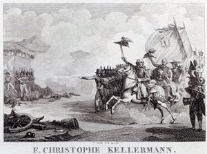 Fransız Devrimi: “” 20/09/1792 Valmy Savaşı sırasında general ve mareşal Francois Christophe Kellermann (1735-1820)” Louis Francois Couche (1782-1849) tarafından gravür 18. yüzyıl Paris, Musee Carnavalet by Louis Francois Couche