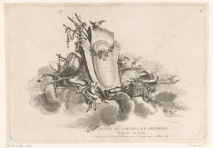 Cartouche agrarische objecten X Suitte De Cartels Et Trophées (nesne üzerindeki seri başlığı) IIe Volume De l'Oeuvre de J. Ch. Delafosse (...) (dizi adı) by Louis Germain