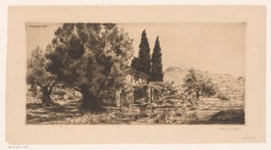 Gezicht op Les Lecques te Saint-Cyr-sur-Mer Les Lecques Haziran 1918 (nesne üzerine başlık) by Louis Godefroy (signed by artist)