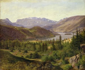Hjelle in Valders, Tile Fiyordu, 1835 (karton üzerine tuval üzerine yağlı boya)