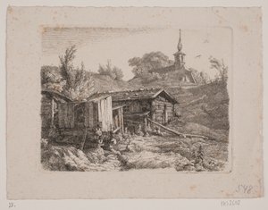 Bir su değirmeni ile manzara by Louis Gurlitt