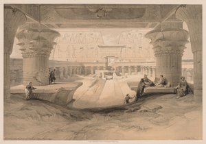 Mısır ve Nubia: Cilt I - No. 32, Edfou Tapınağı Portikosunun Altından Görünüm..., 1838. by Louis Haghe