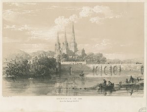 Lichfield Katedrali - Güney Batı Görünümü: renkli litografi, 1548 by Louis Haghe