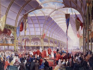 Sir Thomas Fairbairn, Manchester, Mayıs 1857'deki Art Treasures Sergisinde adresi Prince Consort'a teslim ederken (kağıt üzerine kurşun kalem, sulu boya ve guaş) by Louis Haghe