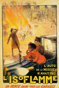 Isoflamme yangın söndürücü reklamı, 1913 by Louis Houpin