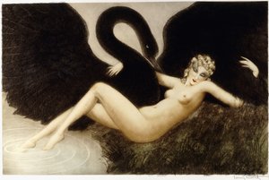 Leda ve Kuğu, c.1934 (aşındırma ve kuru nokta, renkli basılmış)