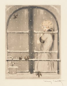 The Four Seasons: Winter, c.1928 (el boyaması kuru nokta ve aquatint) (ayrıca bkz. 745548-50) by Louis Icart