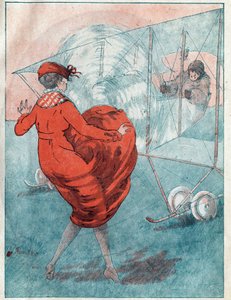Elverişli rüzgar: sarmal meraklı. Mayıs 1916 tarihli "" Le Fantasio """ dergisi için Louis Icart'ın (1888-1950) illüstrasyonu. by Louis Icart