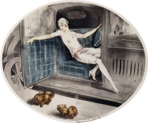 Arabada İki Pekinli Kadın by Louis Icart
