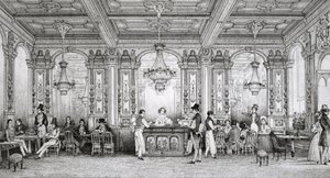 Cafe de la Banque de France, mimar Dusillon tarafından inşa edilmiş ve Place de Victoire