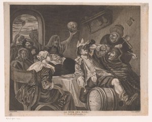 Taçlı içki içen bir adamla parti şirketi La fete des rois (nesne üzerindeki başlık) Epifani Bayramı by Louis Jaugey