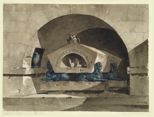 Sfenksli ve Baykuşlu Mısır Tarzı Kabir by Louis Jean Desprez