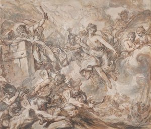 Juno, Aeolus'a Rüzgarları Serbest Bırakması İçin Emir Veriyor, 1775. by Louis Jean Jacques Durameau