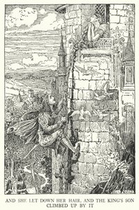 Ve saçını indirdi ve kralın oğlu onun tarafından tırmandı (lito) by Louis John Rhead