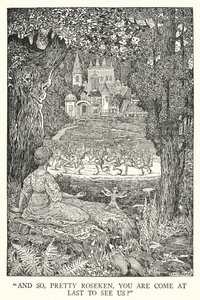 "Yani güzel Roseken, sonunda bizi görmeye mi geldin?" (lito) by Louis John Rhead