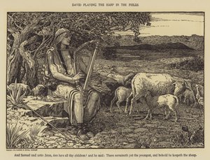 David tarlalarda arp çalıyor by Louis John Rhead