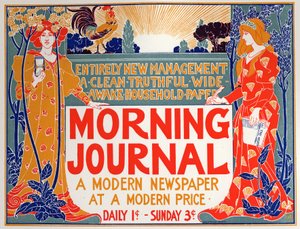 Edebiyat. Sabah Gazetesi, gazete. Poster Louis Rhead, ABD, 1895 dolayları (poster) by Louis John Rhead