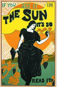 Edebiyat. Güneş, gazete. Poster Louis Rhead, ABD, 1890 dolayları (poster) by Louis John Rhead