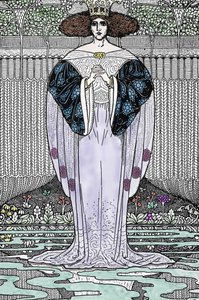 Louis Rhead'in (1858-1926) "Kral Arthur ve Şövalyeleri" için Gölün Hanımı (Nimue, Viviane) İllüstrasyonu by Louis John Rhead