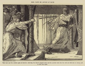 Saul ciritini Davut'a atıyor by Louis John Rhead