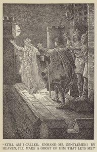 Hâlâ aranıyorum, bırakın beni beyler! Tanrı aşkına, bana izin veren ondan bir hayalet yapacağım! by Louis John Rhead
