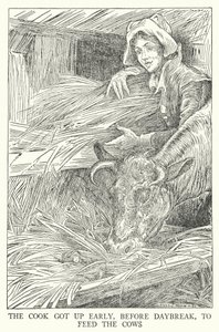Aşçı, inekleri beslemek için şafaktan önce erken kalktı (lito) by Louis John Rhead