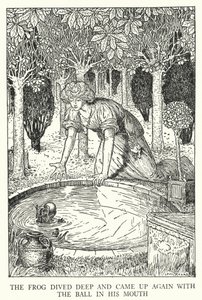 Kurbağa derine daldı ve ağzında top ile tekrar geldi (lito) by Louis John Rhead
