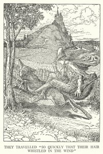 "O kadar hızlı ki saçları rüzgarda ıslık çaldı" (lito) by Louis John Rhead