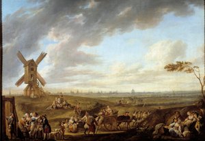 Marcq tanrısından alınan Lille manzarası. Louis Joseph Watteau dit Watteau de Lille (1731-1798) tarafından yapılan tablo
