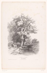 Ormandaki bir hendek boyunca köpekleri olan avcılar Peyzaj çizim kursu (dizi başlığı) Cours de Paysage (nesne üzerinde seri başlığı) by Louis Julien Jacottet