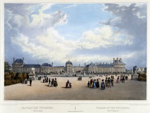 Saray ve Tuileries bahçesinin görünümü - “” Promenade dans Paris et ses environs””ta, Jacottet ve Benoist, Paris, c.1840