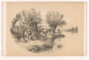 Bir gölde balıkçılar Pitoresk yürüyüşler (dizi adı) Gezinti yerleri pitoresk (nesne üzerinde seri başlığı) by Louis Julien Jacottet