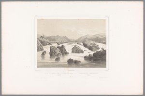 Halland Pêche du saumon'daki Kassa nehrinde somon balıkçıları Halland / Laxefiskeriet i Kassaelven, Halland (nesne üzerindeki başlık) İskandinavya'daki Yüzler (dizi başlığı) Vues du Nord. Süet (seri adı) by Louis Julien Jacottet