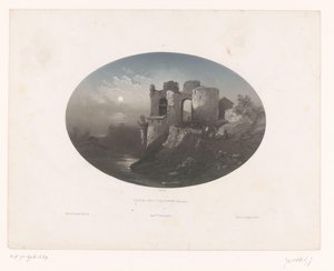 Dört Heemskinderen kalesinin kalıntılarının görünümü Château des 4 fils Aymond (Gironde) (nesne üzerindeki başlık)