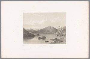 Telemark'taki Norsjø Gölü manzarası Le lac du Nord à Tellemarken / Nordsjóen i Tellemarken (nesne üzerindeki başlık) İskandinavya'daki görüntüler (dizi başlığı) Vues du Nord. Norvege (dizi adı)
