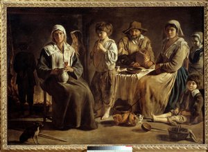 Bir iç mekanda bir köylü ailesi, Louis Le Nain (1593-1648) 1642 Sun tarafından tablo. 1,13x1,59 m Paris, Louvre Müzesi