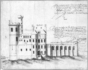 Porte cephesi ve Hotel de Nesle, 1662 (kalem ve mürekkep ve kağıt üzerinde yıkama)