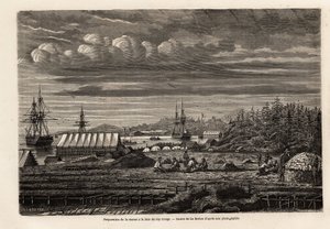 Cap Rouge körfezinde morina balığının hazırlanması, balıkların temizlenmesi ve grevden yağ çıkarmak için ciğerlerin toplanması, daha sonra A. de Gobineau tarafından 1860