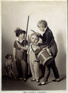 Benim küçük askerlerim. Louis Leopold Boilly (1761-1845) tarafından yapılan gravür by Louis Leopold Boilly