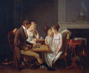 Louis Leopold Boilly (1761-1845) tarafından yapılan aile dama oyunu tablosu, yaklaşık 1803, tuval üzerine yağlı boya, Fransa by Louis Leopold Boilly
