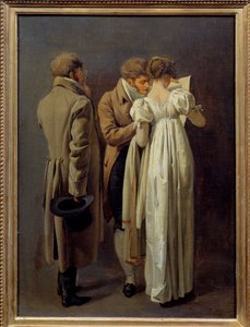 Matbaa severler vetus Gençleri Birinci İmparatorluk tarzında bir baskı düşünürler. Louis Leopold Boilly (1761-1845) 1810 tarafından tablo. Güneş 0,32x0,24 m by Louis Leopold Boilly