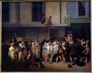 Belirsiz çizgi roman tiyatrosunun girişi, Louis Leopold Boilly (1761-1845) Sun tarafından ücretsiz bir temsile sahiptir. 0,66x0,80 m. by Louis Leopold Boilly