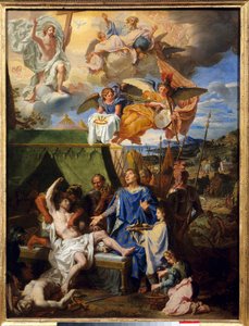 Thaumaturgy: “” Kral Louis IX (1214-1270) (Saint Louis) ekrouelles ile savaşıyor”” Resim Louis Licherie De Beury (1629-1687) Sun. 0.79 x 0.58 m Rouen, Güzel Sanatlar Müzesi by Louis Licherie de Beurie
