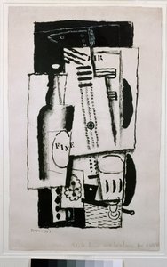 Natürmort, cam üzerine bir resim için çalışma (resim, 20. yüzyıl) by Louis Marcoussis