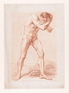 Kollarını başının etrafında katlanmış çıplak adam ayakta by Louis Marin Bonnet (attributed to)