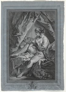 Yatakta Oturan Genç Kadın, 1764-1767. by Louis Marin Bonnet