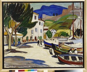 Louis Mathieu Verdilhan'ın (1875-1928) 1908 Rıhtımda Tekneler ve Cassis Resmi