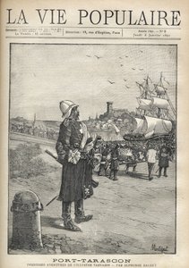 Port Tarascon adasının limanında Tarasque