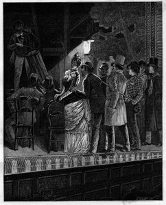 Bu şüpheci seyirci üzerinde bu rustik müziğin yarattığı etki, yüce tanrım... Davulcuyu dinleyen seyirciler. Alphonse Daudet